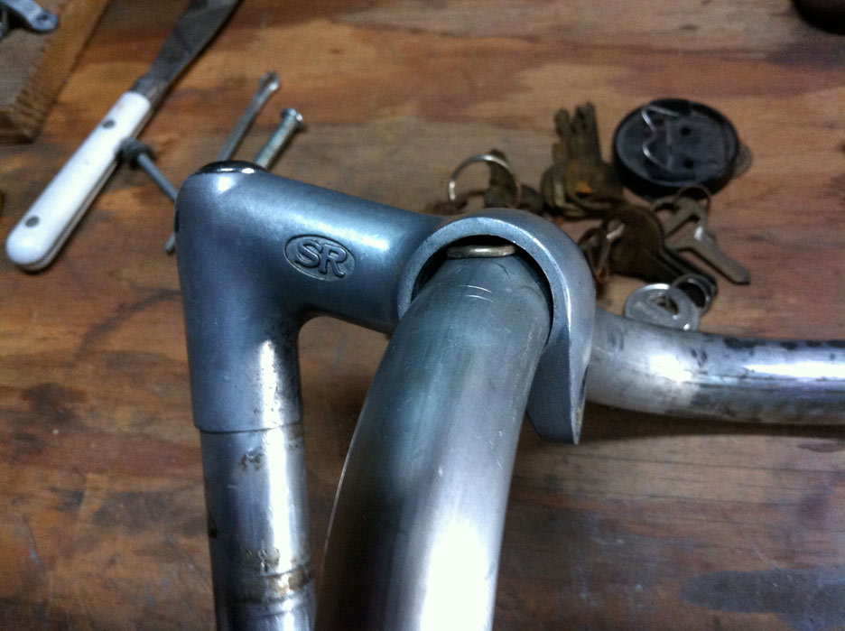 Old French Pivo handlebars with threaded inserts to hold brake leavers